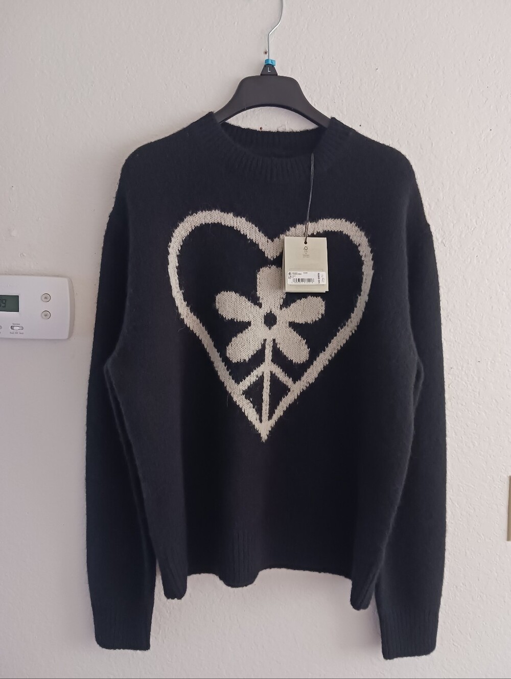 AllSaints Intarsia Merino Wool Alpaca Heart Sweater